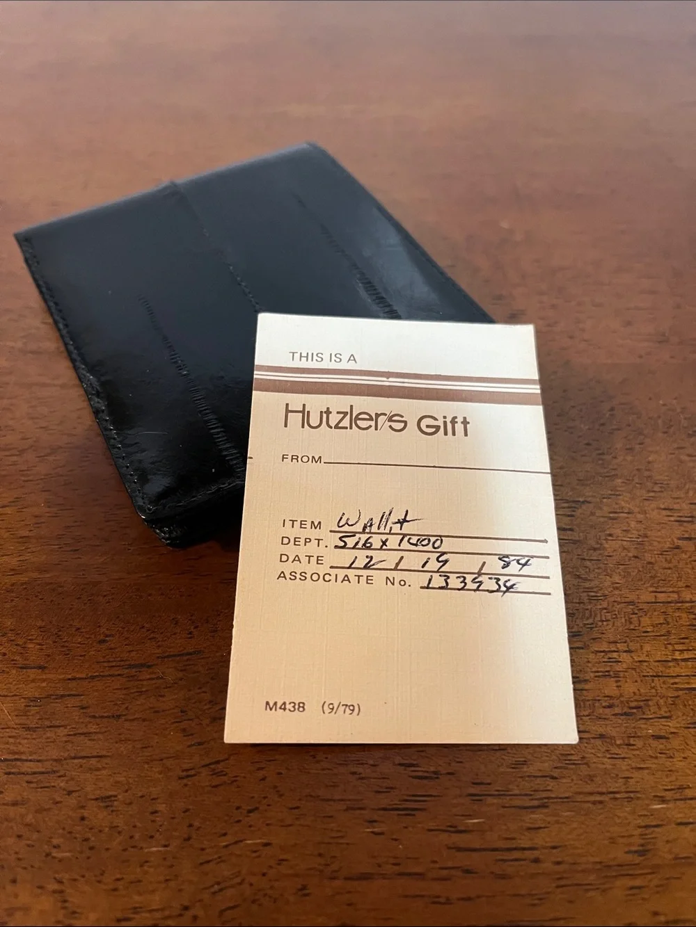 Men's Black Eel Skin Bifold Wallet - Smooth Finish